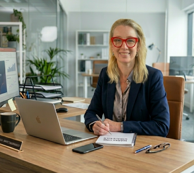 Sunlit workspace with laptop and notebook — Jo and Found, Perth digital marketing